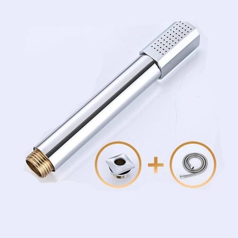 Soffione doccia quadrato, doccetta a mano in ottone e acciaio inox ad alta pressione, con tubo di alimentazione dell'acqua.