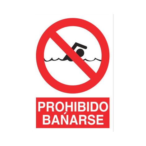 Prohibido bañarse, señal de pictograma y texto                                                   Poliestireno       210X148