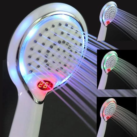LED-Duschkopf, LED-Duschkopf-Handbrause, 3-Farben-Duschkopf mit Temperaturregelung, LED-Duschkopf mit Temperaturregelung, Duschsprüher mit Temperaturregelung,