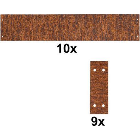 Estexo – Bordures de jardin en acier Corten 100 cm – Lot de 10 – Hauteur 19 cm – Résistantes aux intempéries et flexibles pour courbes (1/5)