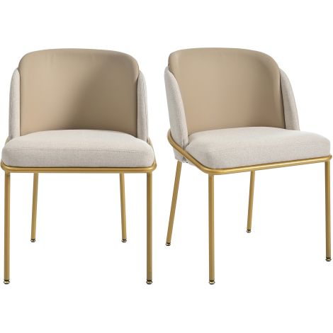 Chaises au style moderne (lot de 2) avec pieds inclinés et patins réglables  conviennent aux salons, bureaux en espace ouvert et salles à manger (Beige et Kaki). (1/5)