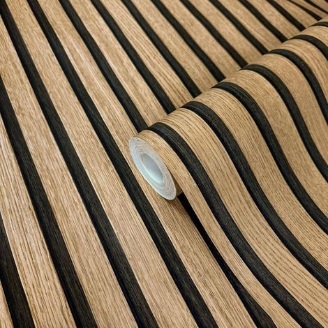 Papier peint aspect bois, marron, panneaux acoustiques, effet 3D, panneaux en bois scandinave, aspect naturel, moderne, 45cm10m (1/4)