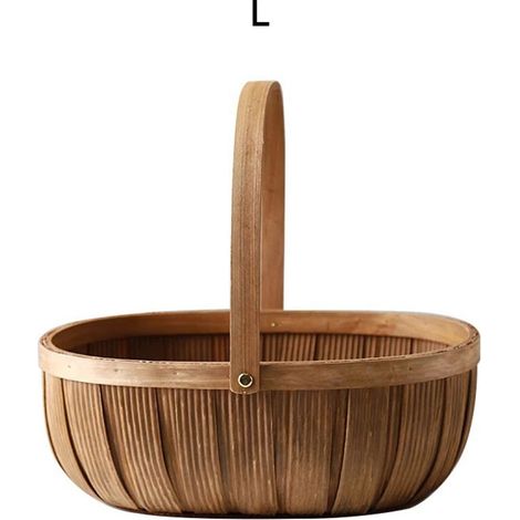 Mano Picknickkorb mit geflochtenem ovalem Holzgriff, 34 x 25 x 12,5 cm, für Obst und Aufbewahrung (1/5)