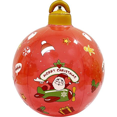 Boule de noël gonflable illuminée, ornements extérieurs, décoration de jardin en PVC, rouge, 60x50cm (1/5)