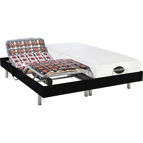 Set da relax, con sospensioni, memory foam e bambù, LYSIS III di NATUREA - Motori OKIN - 2 x 70 x 200 cm - Nero