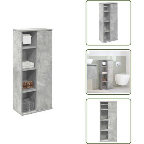 vidaXL Meuble de salle de bain avec porte-rouleau gris béton