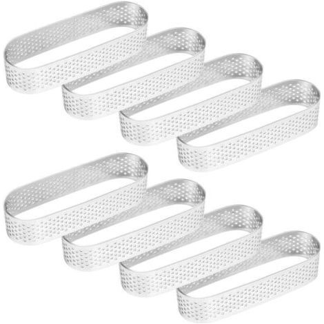 8 Pieces Oval Mousse Molds French Dessert Fruit Ring Quiche Cake Mold, Stainless Steel
