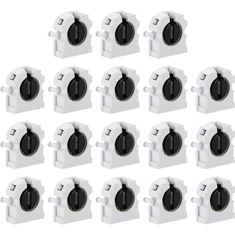 T8 Support de Lumière Fluorescente, 18 Pcs G13 Base de Lampe Douille de Tube Fluorescent LED, 500V Remplacement du Support de Lampe de Type Tournant Non Shunté, 29x32x13mm (1/5)