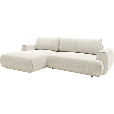 Canapé d'angle gauche convertible en tissu chiné beige MONELIA (1/5)