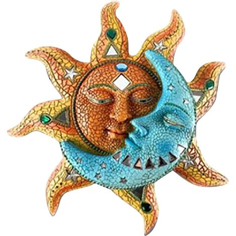 Plaque Murale Soleil Et Lune - Décoration 3D En PVC Pour Intérieur Et Extérieur - Plaque Murale Jardin Et Clôture - 1 Pièce (1/3)