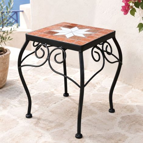 DanDiBo Tabouret à fleurs Mosaïque Angulaire 28 cm Support pour fleurs 12015 Table d'appoint Support pour plantes Petite table en mosaïque (1/5)