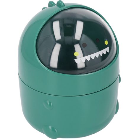 Poubelle de bureau créative avec couvercle dinosaure - Seau de rangement à couvercle basculant pour bureau - Mini corbeille à papier pour chambre d'étudiant - Verte (1/5)