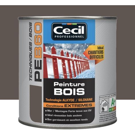 Peinture bois professionnelle glycéro 0,5 L – Brun foncé – Résistante aux UV et intempéries – Pour bois exposés – Cecil - PEB60 (1/3)