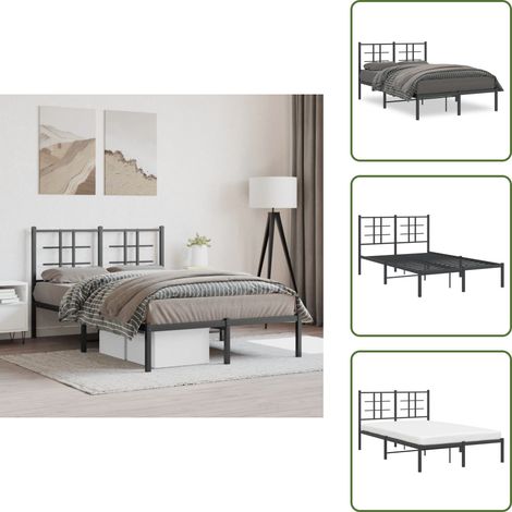 Letto con supporto schiena - vidaXL Giroletto con Testiera in Metallo Nero 120x200 cm - Letto con spazio sottostante