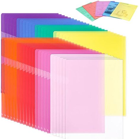 42 pièces - compartiments pour documents - chemise A4 - pour ranger des feuilles A4 - chemises en 8 couleurs pour les bureaux scolaires - 220 x 310 mm (1/5)
