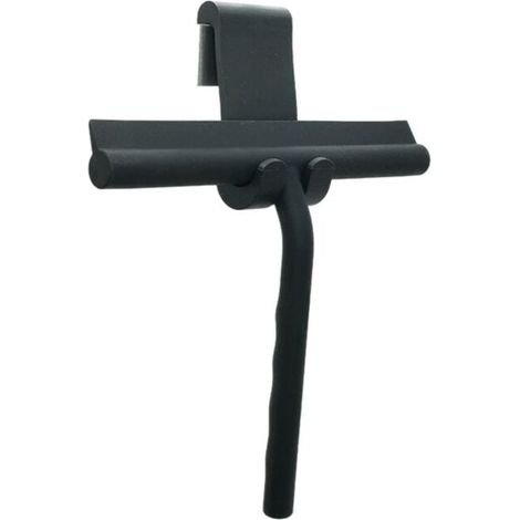 Essuie-glace de douche en silicone, adapté au nettoyage de la douche, de la salle de bain, du miroir, du verre et du carrelage (noir petite taille 21 cm) (1/4)