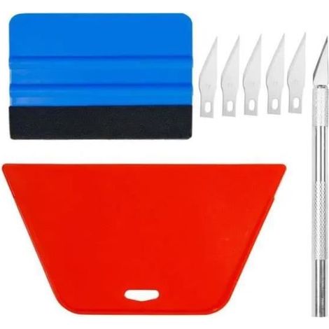 Kit d'outils pour pose de film adhésif - Raclette pour Papier peint, Fenêtre Voiture, Carrelage Vinyle - Blanc (1/4)