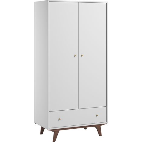 Armadio 2 ante 1 cassetto Mid bianco e marrone 185cm