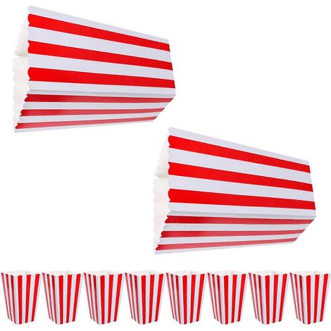 10pcs Popcorn Boxes Holds Fashion Stripes Popcorn Storage Container Popcorn Tubs (1/4)