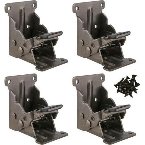Lot de 4 pieds de charnières pliantes, table à charnières pliantes 0 à 90 ° - Auto-verrouillage - Pieds de table avec vis -Pour pieds de table, pieds, établi (1/5)