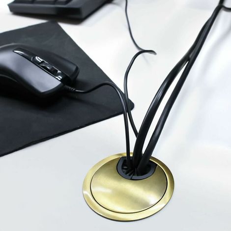 Noble 60mm Kabeldurchführung Kabellochabdeckung für Schreibtische und Arbeitsplatten Material: Zinklegierung 2 Stück (Bronze) (1/5)