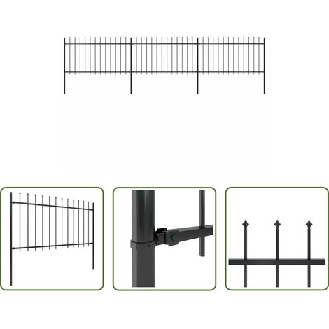 vidaXL Gartenabgrenzung - Gartenzaun mit Speerspitze Stahl 537 x 100 cm Schwarz (1/5)