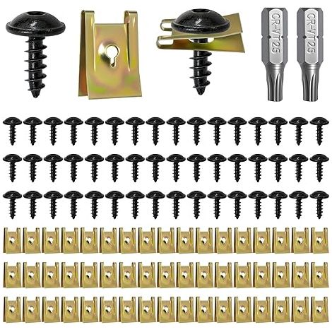 Kit de Clip à Vis Écrout Vis Carrosserie Voiture avec T25 Bits Clips de Fixation Universal Metal pour Autos Garde-boue Pare-chocs (1/4)