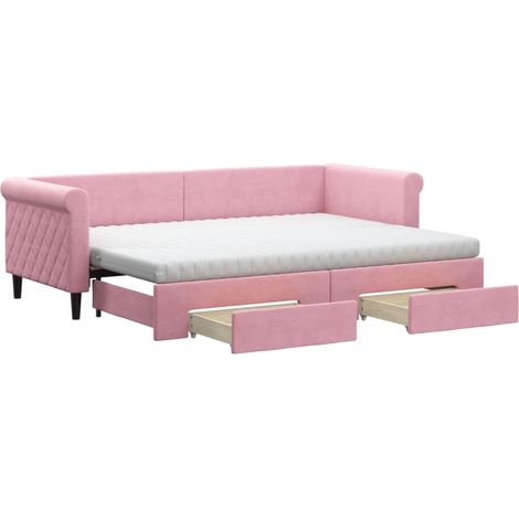 Maison Exclusive - Divano Letto Estraibile con Cassetti Rosa 80x200 cm Velluto (1/5)