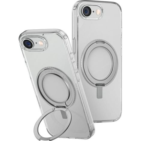 Custodia UNIQ Swivix per iPhone 16e / 17e con supporto girevole a 360°, trasparente.