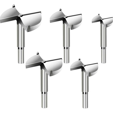 5 punte da trapano Forstner per legno, diametri 35/40/45/50/60 mm, punte da trapano in carburo per la lavorazione del legno