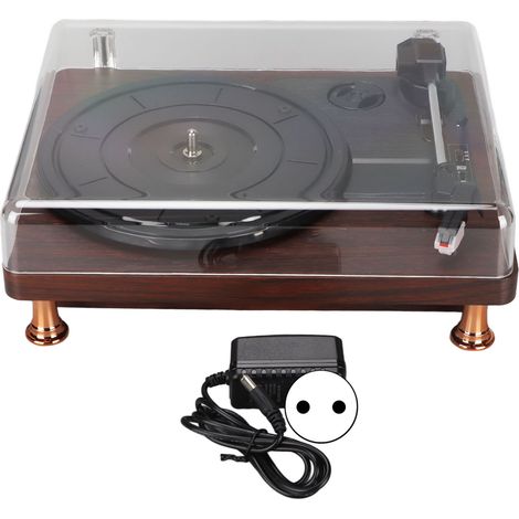 Tourne-disque Bluetooth 3 vitesses, haut-parleur stéréo vintage sans fil, platine vinyle avec couvercle anti-poussière, fiche UE 100‑240V (1/5)