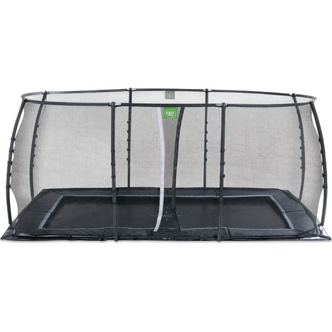 Trampoline enterré au niveau du sol EXIT Dynamic 305x519cm avec filet de sécurité - noir (1/5)