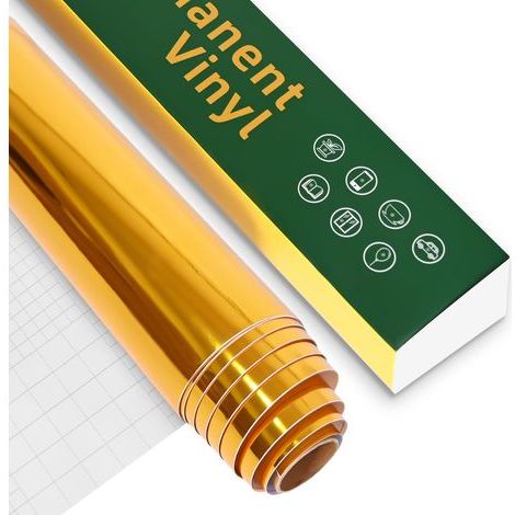 Gold Color Vinyl Adhesive, 12" x 190" for Cricut, Car Printing, Engraving Ads, Walls, Glasses (1/5)