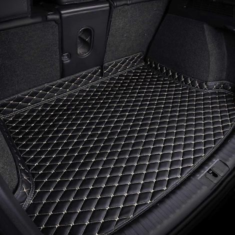 Kofferraumwanne mit erhöhtem Rand für Mazda CX-5 (2017–2023), Leder-Kofferraummatte, Schutzwanne – hundefreundlich und wasserdicht, Zubehör 25-2 Schwarz-Beige (1/5)