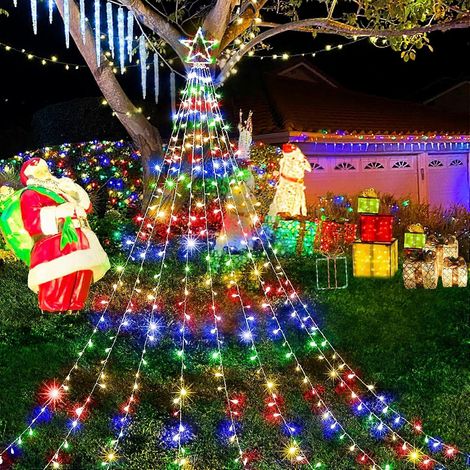 Weihnachtsbeleuchtung für den Außenbereich: Wasserfall-Lichterkette mit 355 LEDs, 8 Modi, Stecker, transparentes, wasserdichtes Kabel, ideal als Geschenk. (1/5)