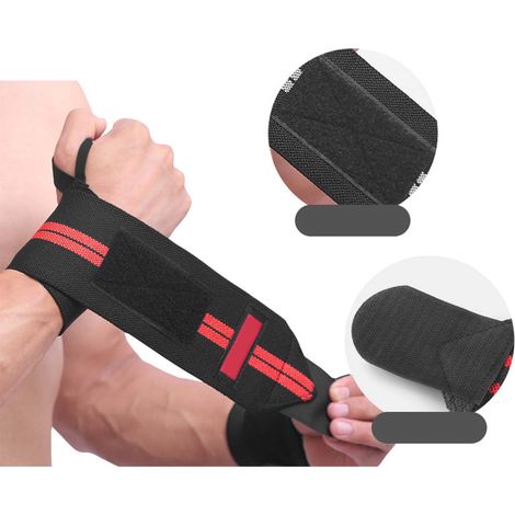 1. Bracelets respirants, ajustables et confortables, adaptés au sport, à l'haltérophilie et au fitness. Disponibles en noir et en rouge. (1/5)