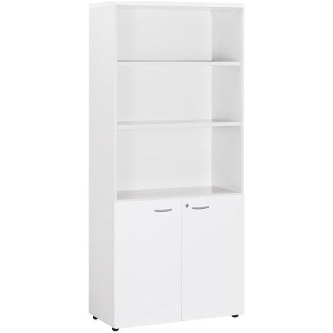 Bibliotheque haute avec portes basses Practica - Blanc - Maxiburo