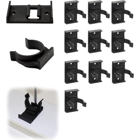Lot de 10 clips de fixation pour plinthes - Noir - Crochets de plinthe pour cuisine - Accessoires de montage de meubles - Diamètre 39 mm (1/5)
