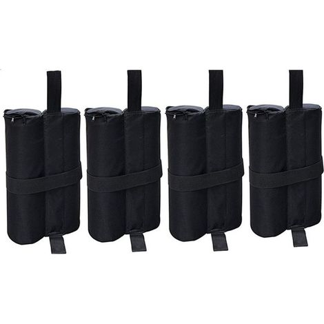 Sacs de lestage pour tonnelle – Lot de 4 sacs (60 kg max.) – Dimensions : 25 x 12 x 40 cm – 100 % polyester noir – Fermeture velcro (1/4)