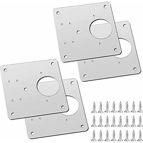 MINKUROW 4 Pezzi Piastra Di Riparazione Cerniera Per Armadio Con Foro, Staffe Di Riparazione Piastre Installazione Facile Con 24 Viti, Kit Di Riparazione Cerniera Per Legno, Mobili, Ripiani (1/5)