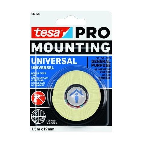 NASTRO BIADESIVO UNIVERSALE MOUNTING 66958 TESA - MM 19 ML 1,5- 12 pezzi