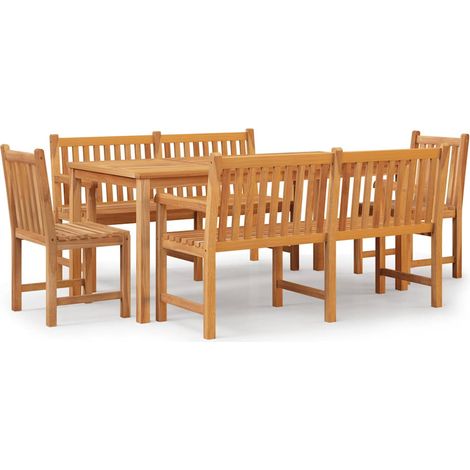 Maison Exclusive - 5-tlg. Garten-Essgruppe Massivholz Teak (1/5)