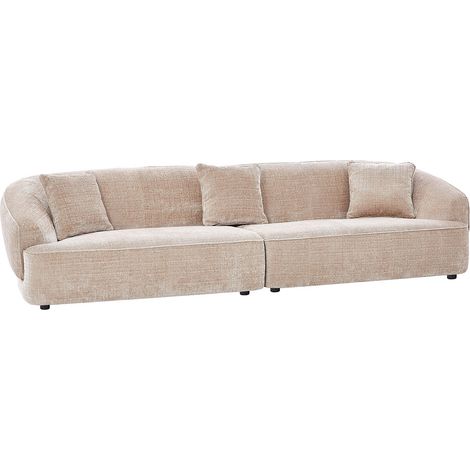 Canapé 4 places en tissu texturé beige ZULIAKA