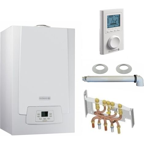 Chaudière Gaz Condensation DE DIETRICH MPX MI Slim - 29 kW - Complète - Dosseret - Douilles - Ventouse avec thermostat filaire