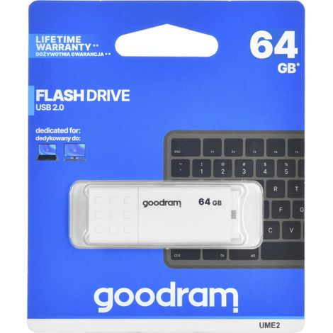 Memoria USB Goodram UME2 de 64 GB USB 2.0, color blanco. (1/5)