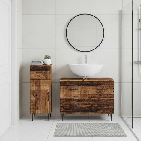 vidaXL 2 Piece Bathroom Cabinet Set HAARLEM Old Wood Engineered Wood (1/5)