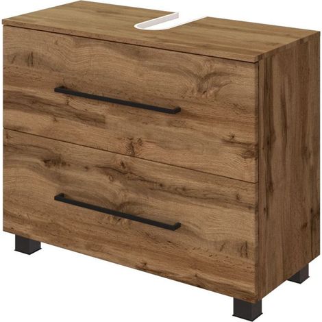 Waschbeckenunterschrank 70 cm MANLY-03 Wotaneiche Nb. B/H/T: 70/58/35 cm (1/4)