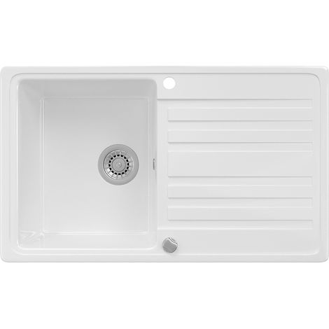 Lavello cucina 1 vasca Valencia, Bianco, 76.5 x 46 cm con asciugatura, Bergström (1/5)