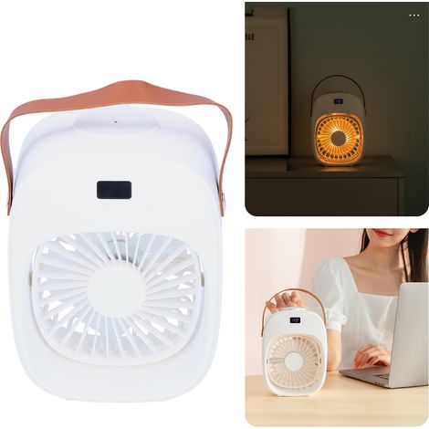 Ventilateur électrique portable réglable avec brumisateur et humidificateur pour la maison, l'extérieur et les dortoirs (blanc) (1/5)
