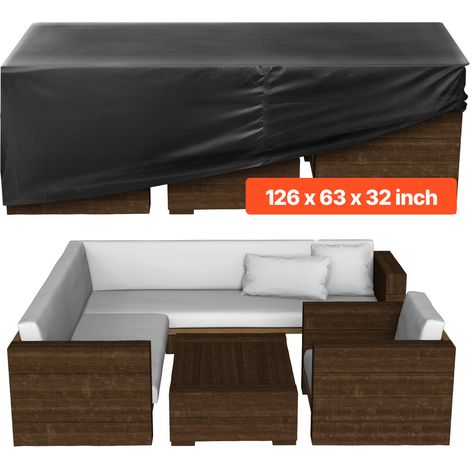 VEVOR Copertura Rettangolare per Mobili da Giardino da 320 x 160 x 71 cm Grande Copertura Impermeabile per Tavolo e Sedie da Pranzo da Esterno 420D, con Presa deAria per Tutte Stagioni, Nero